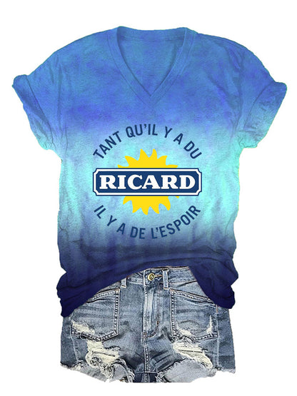 T-shirt à manches courtes Tant Qu’il Y A Du Ricard Femme Bleu / S
