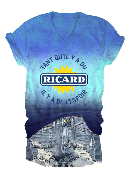 T-shirt à manches courtes Tant Qu’il Y A Du Ricard Femme Bleu / S