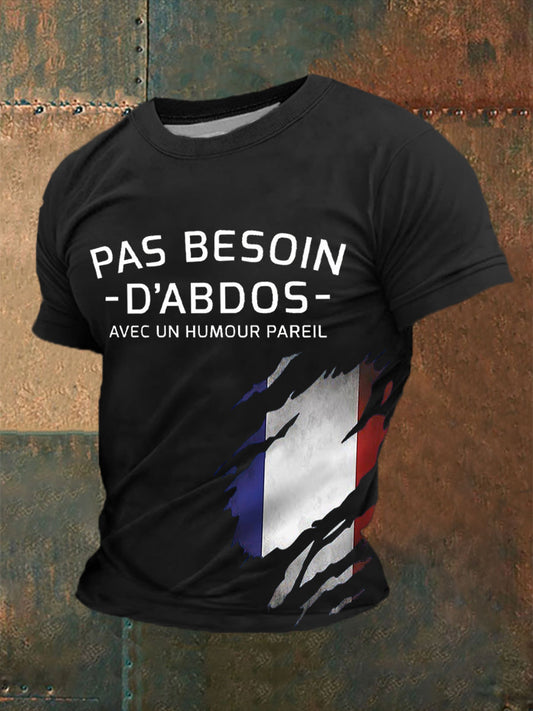T-shirt Pas besoin d’abdos Homme Noir / S