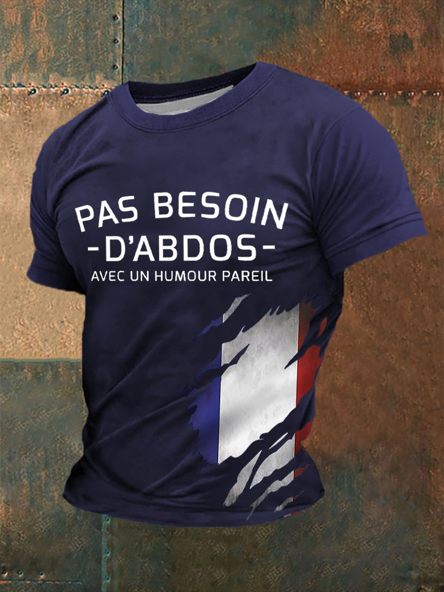 T-shirt Pas besoin d’abdos Homme Bleu Marine / S