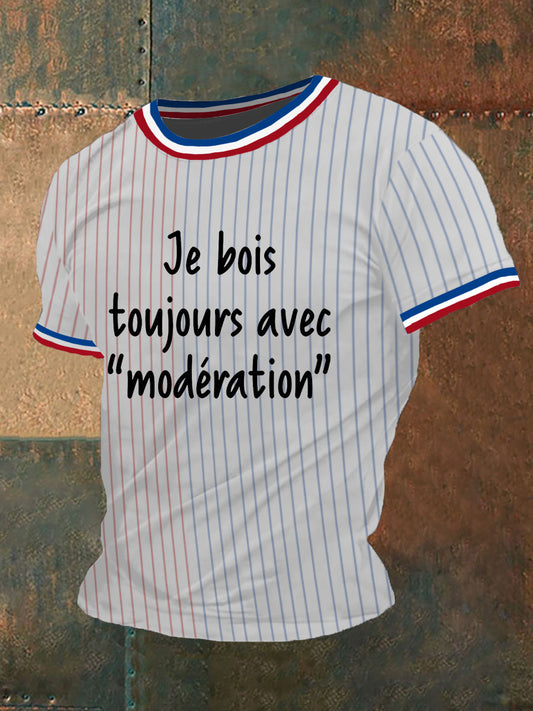 T-shirt à manches courtes Je Bois Toujours Avec Modélisation Homme Blanc / S