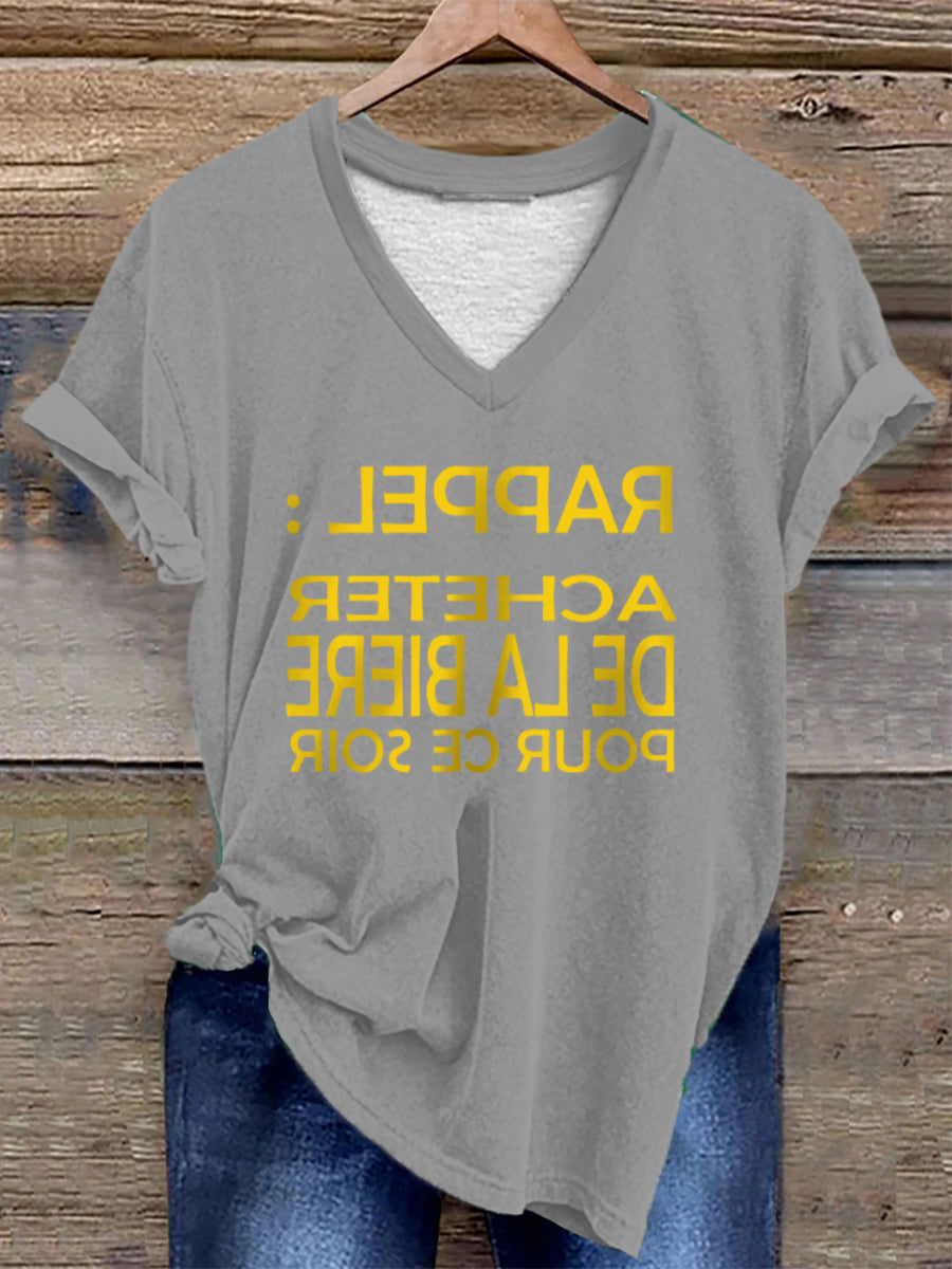 T-shirt Rappel acheter de la bière pour ce soir Femme gris clair / S