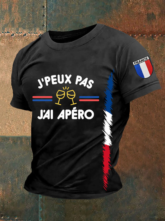T-shirt à manches courtes J’pas J’ai Apéro pour homme Noir / S