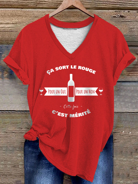 T-shirt Ça sort le rouge pour un oui pour un non cette fois c’est métrité femme rouge / S
