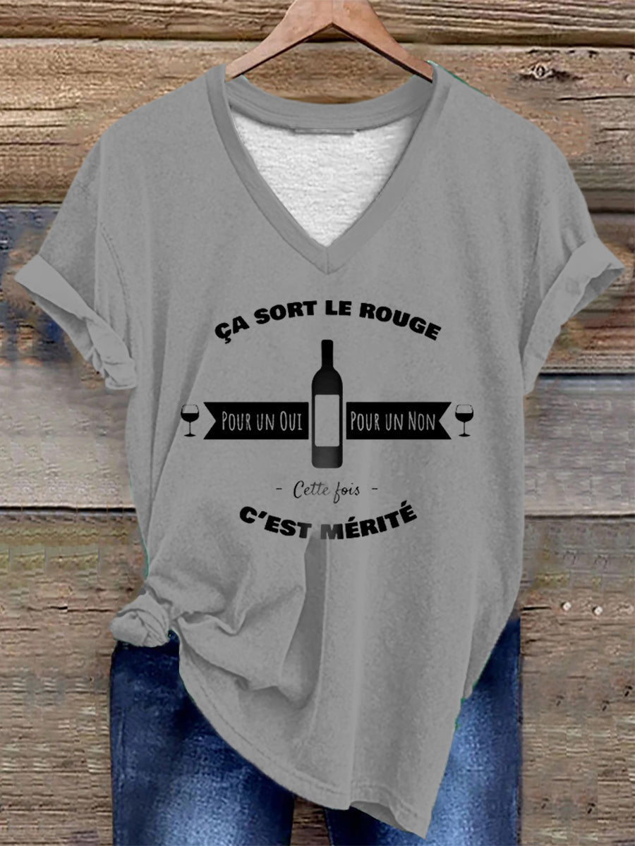 T-shirt Ça sort le rouge pour un oui pour un non cette fois c’est métrité femme gris clair / S