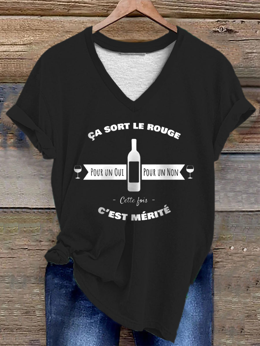 T-shirt Ça sort le rouge pour un oui pour un non cette fois c’est métrité femme noir / S