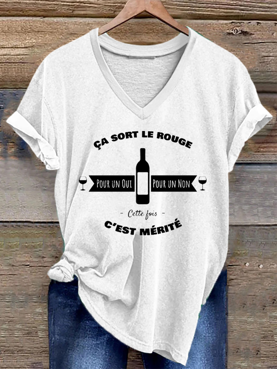 T-shirt Ça sort le rouge pour un oui pour un non cette fois c’est métrité femme blanc / S