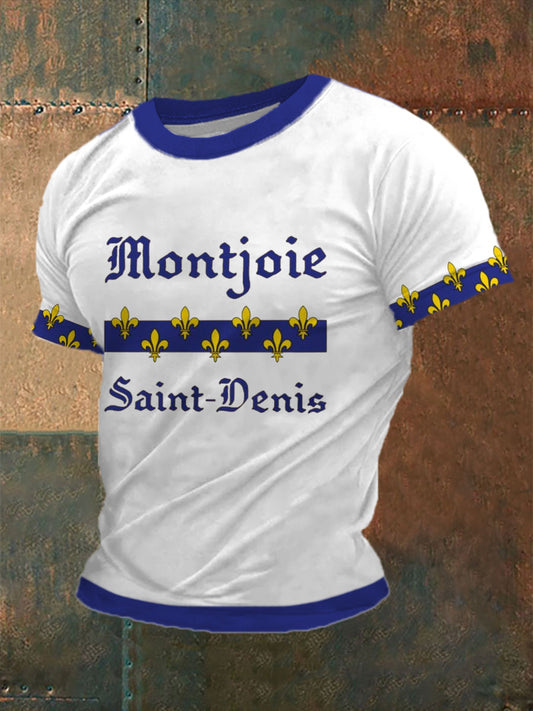 T-shirt à manches courtes imprimé français pour hommes Blanc / S
