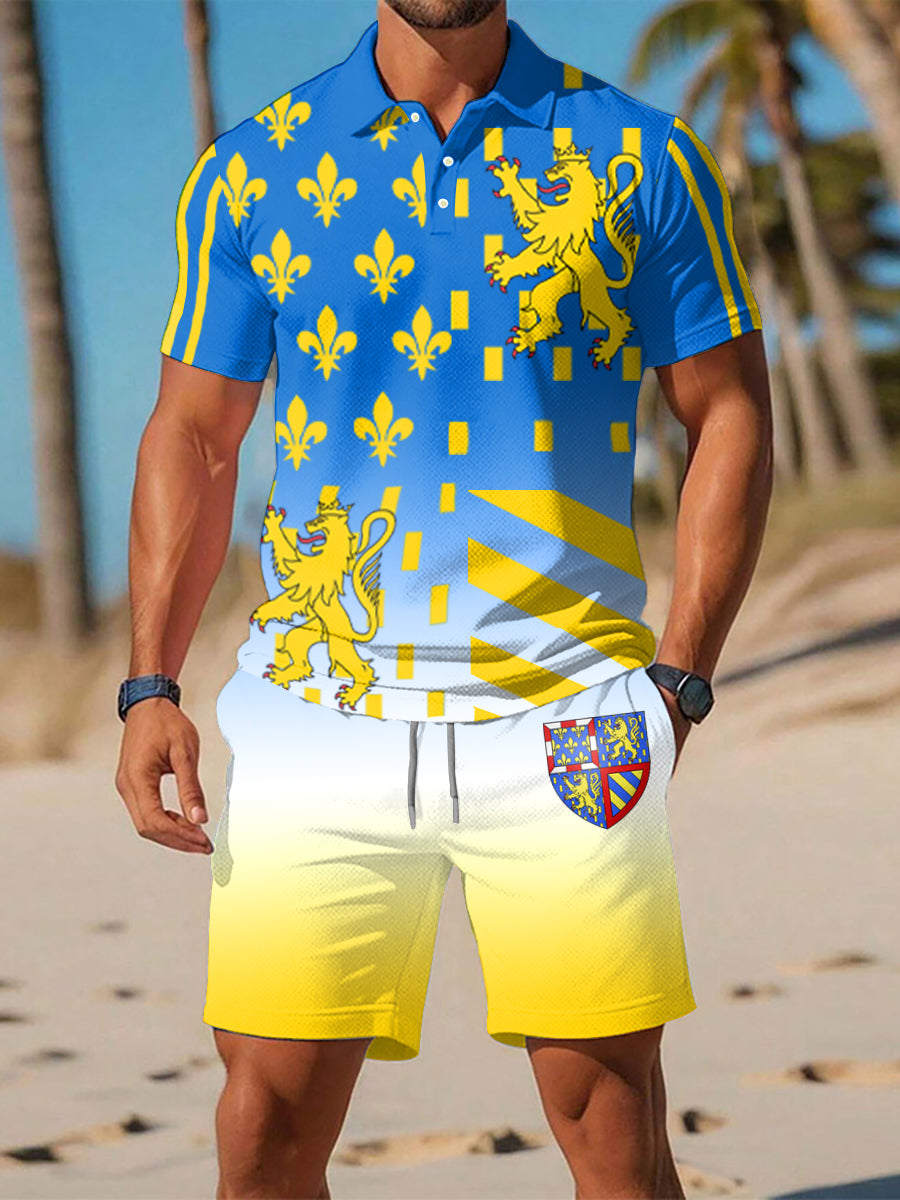 Polo Homme Imprimé Drapeau Bourgogne-Franche-Comté comme image / S