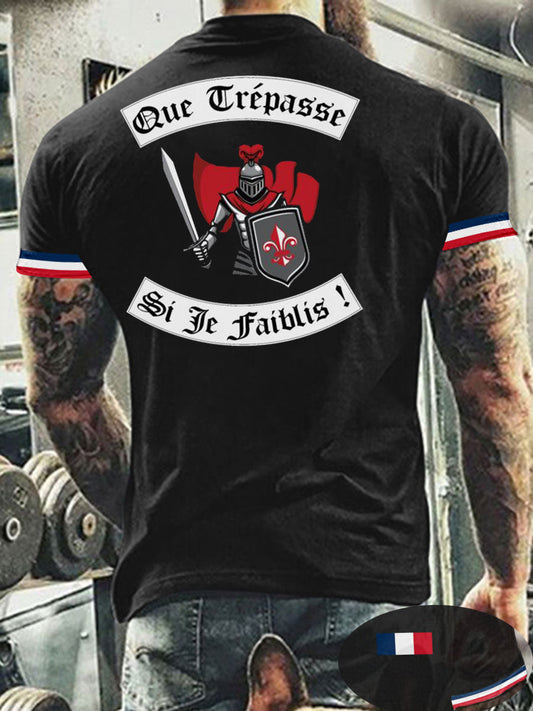 T-shirt Que trépasse si je faiblis pour hommes Noir / S