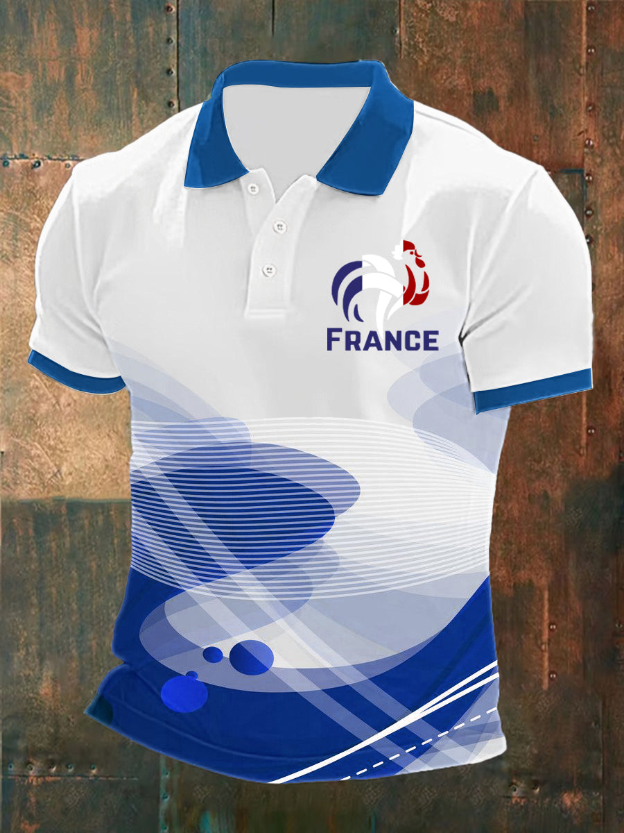 Polo imprimé France Le Coq Gaulois Homme Bleu / S