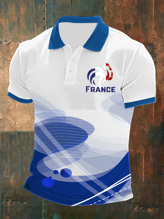 Polo imprimé France Le Coq Gaulois Homme Bleu / S