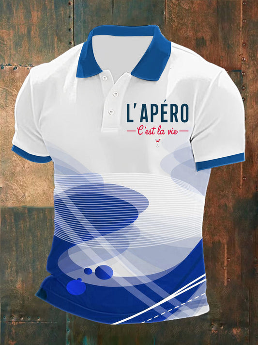 Polo à manches courtes L’ape ́ro C’est La Vie Homme Bleu / S