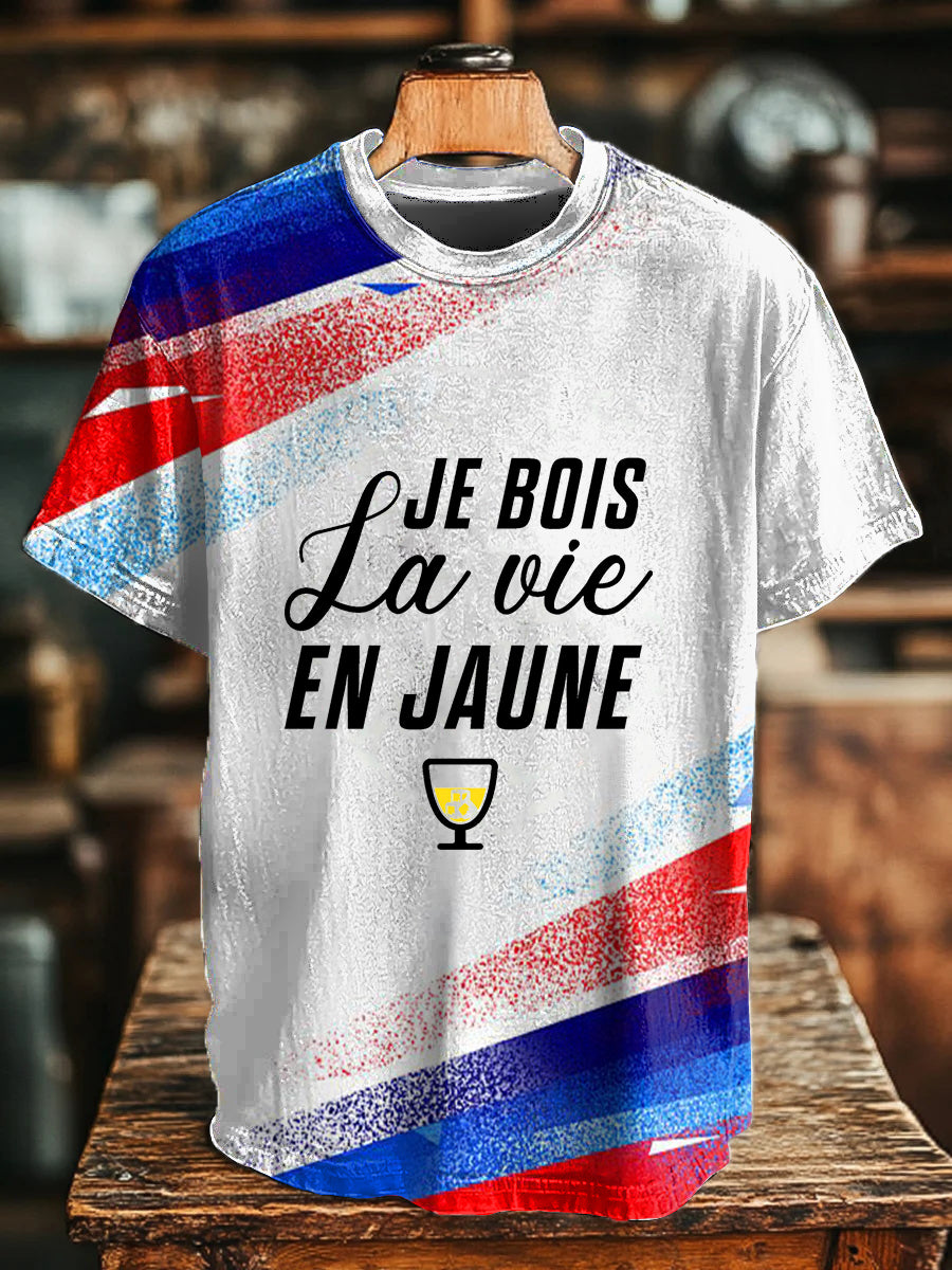 T-shirt manches courtes Je Bois La Vie En Jaune Homme comme image / S