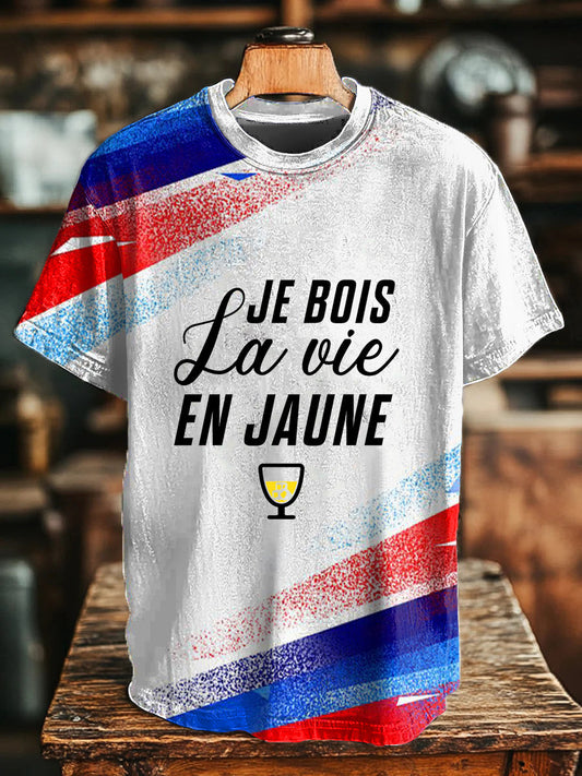 T-shirt manches courtes Je Bois La Vie En Jaune Homme comme image / S