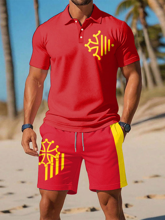 Ensembles de polo imprimé drapeau Occitanie pour hommes comme image / S