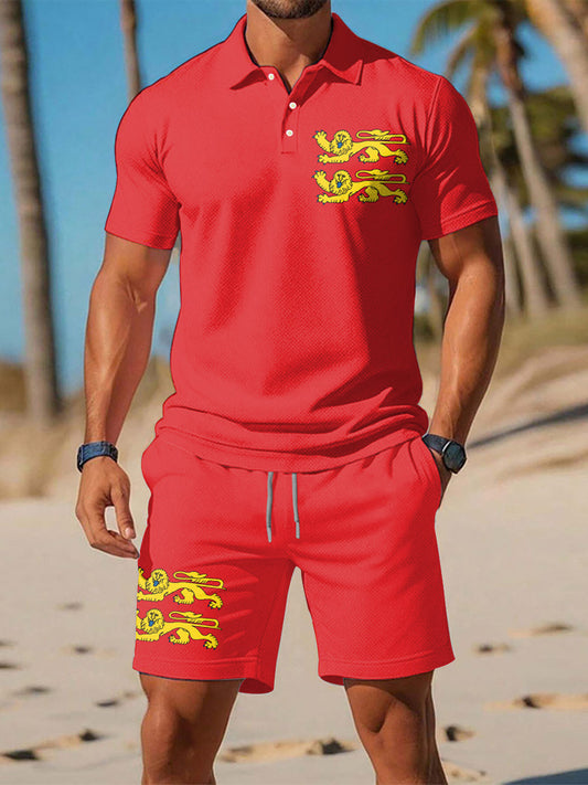 Ensembles de polo à imprimé drapeau français normand pour hommes comme image / S