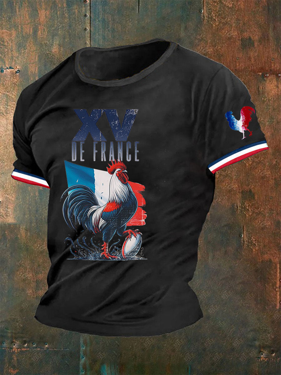 T-shirt imprimé XV De France Le Coq Gaulois Homme Noir / S