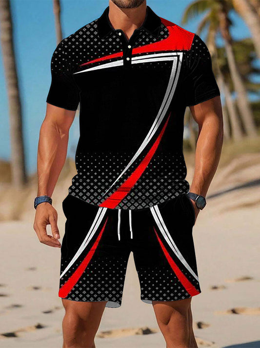 Costume de chemise à manches courtes Casual Business pour hommes Noir / S