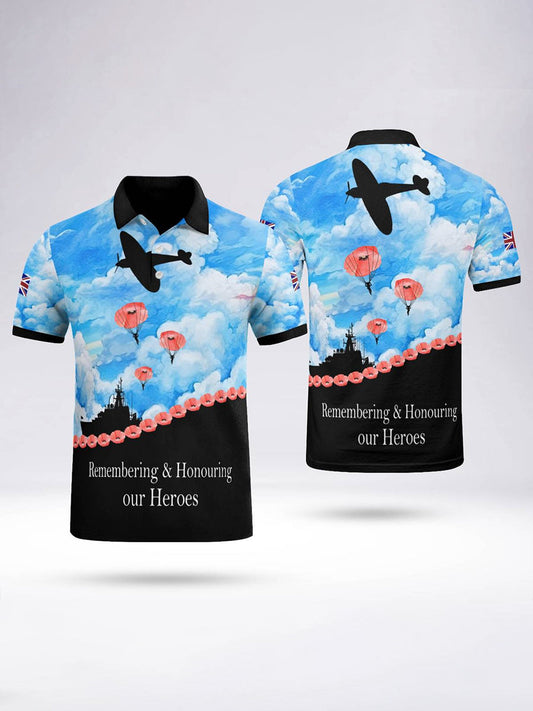 Polo à manches courtes Remembering Honouring Our Heroes pour homme Noir / S