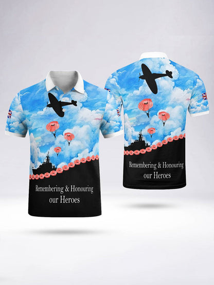 Polo à manches courtes Remembering Honouring Our Heroes pour homme Blanc / S