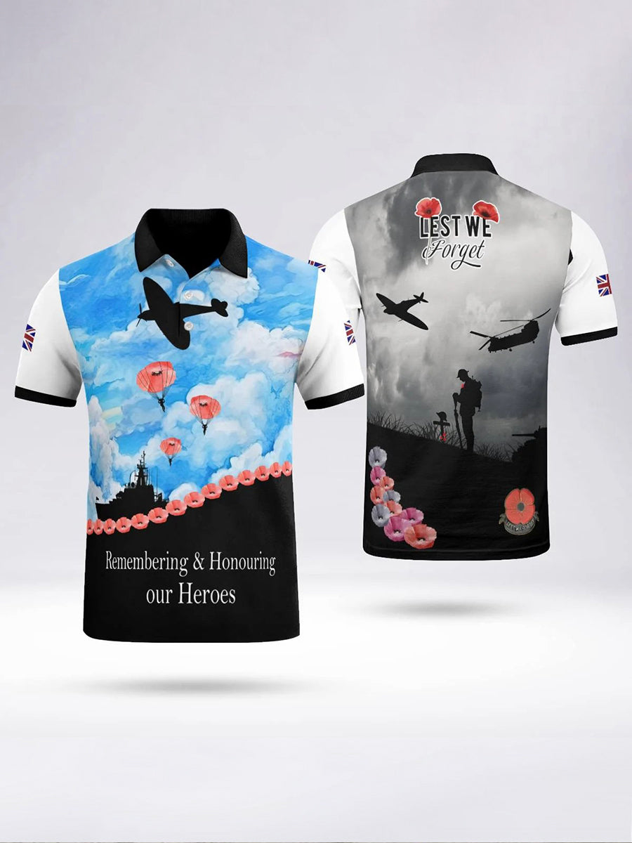 Polo à manches courtes LEST WE FORGET pour homme Noir / S
