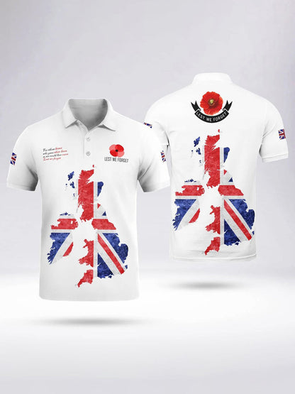 Polo à manches courtes THE UNITED KINGDOM LEST WE FORGET pour homme Blanc / S