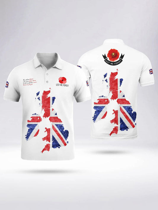 Polo à manches courtes THE UNITED KINGDOM LEST WE FORGET pour homme Blanc / S