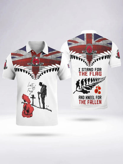 Polo à manches courtes I STAND FOR THE FLAG AND KNEEL FOR THE FALLEN pour homme Blanc / S