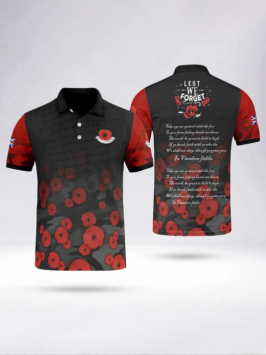 Polo à manches courtes LEST WE FORGET pour homme Noir / S