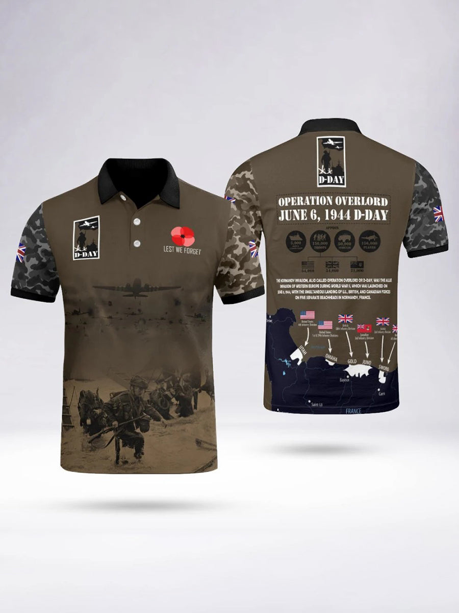 Polo à manches courtes D-DAY 81ST ANNIVERSARY pour homme Noir / S