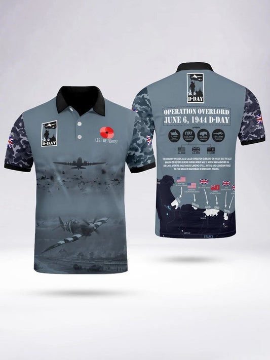 Polo à manches courtes D-DAY 81ST ANNIVERSARY pour homme Noir / S