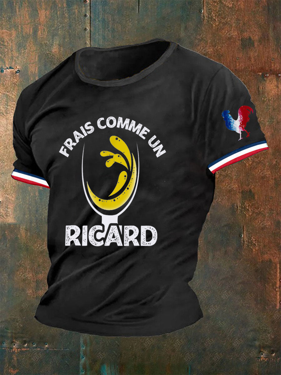 T-shirt Frais Comme un Ricard Pastis Apéritif Homme Noir / S