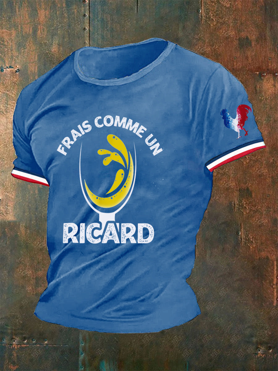 T-shirt Frais Comme un Ricard Pastis Apéritif Homme Bleu / S