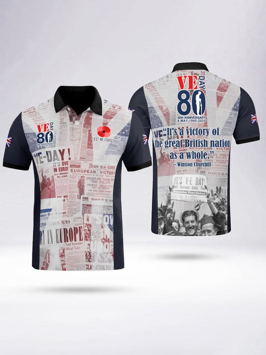 Polo à manches courtes V-E DAY 80TH ANNIVERSARY pour homme Noir / S