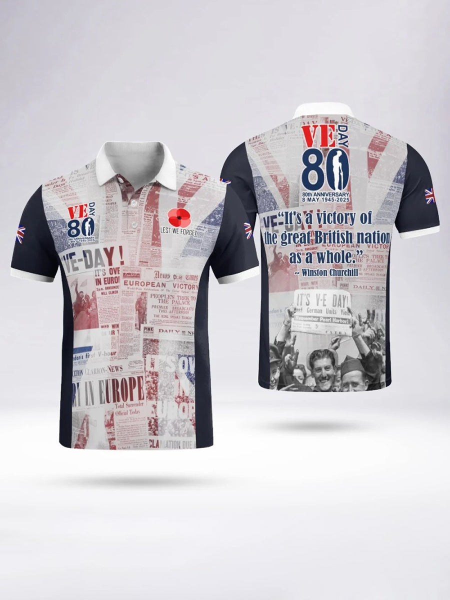 Polo à manches courtes V-E DAY 80TH ANNIVERSARY pour homme Blanc / S