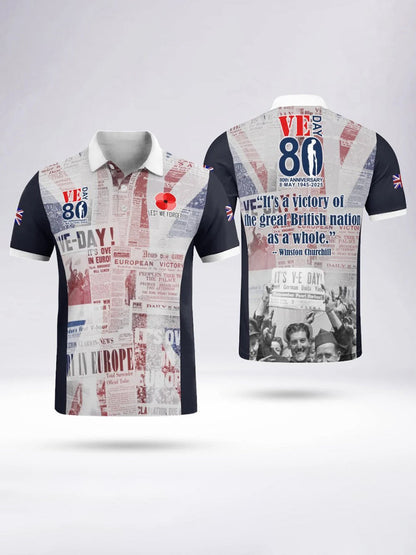 Polo à manches courtes V-E DAY 80TH ANNIVERSARY pour homme Blanc / S