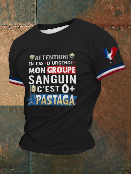T-shirt à manches courtes imprimé alcool pour hommes Noir / S