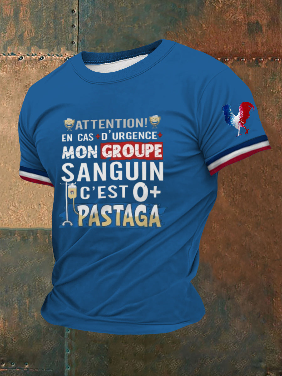 T-shirt à manches courtes imprimé alcool pour hommes Bleu / S