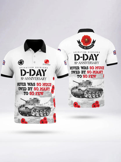 Polo manches courtes D-DAY 81ST ANNIVERSARY pour homme Noir / S