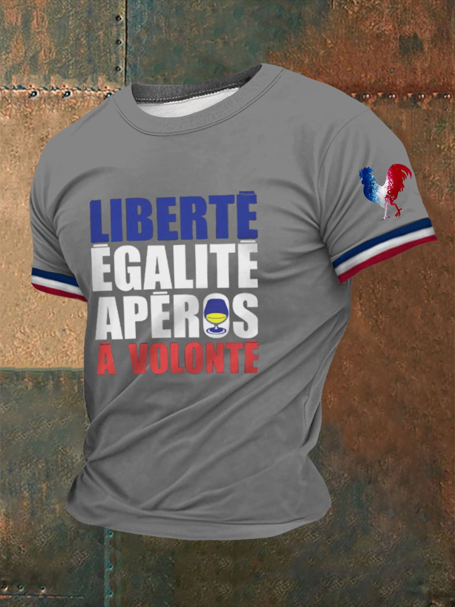 T-shirt à manches courtes imprimé alcool pour hommes Gris clair / S