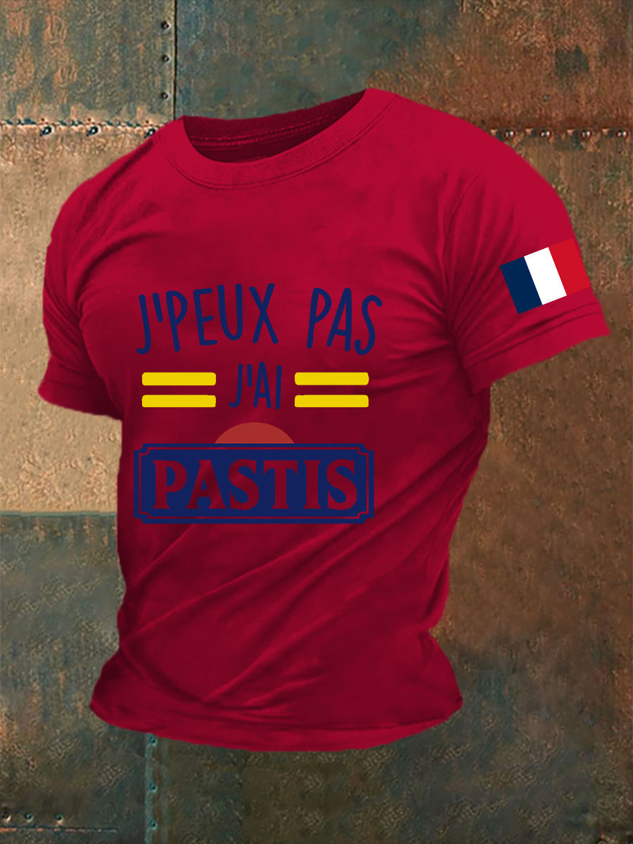 T-shirt à manches courtes J’pas J’ai Pastis pour homme rouge profond / S