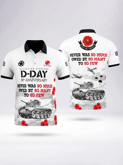 Polo manches courtes D-DAY 81ST ANNIVERSARY pour homme Noir / S