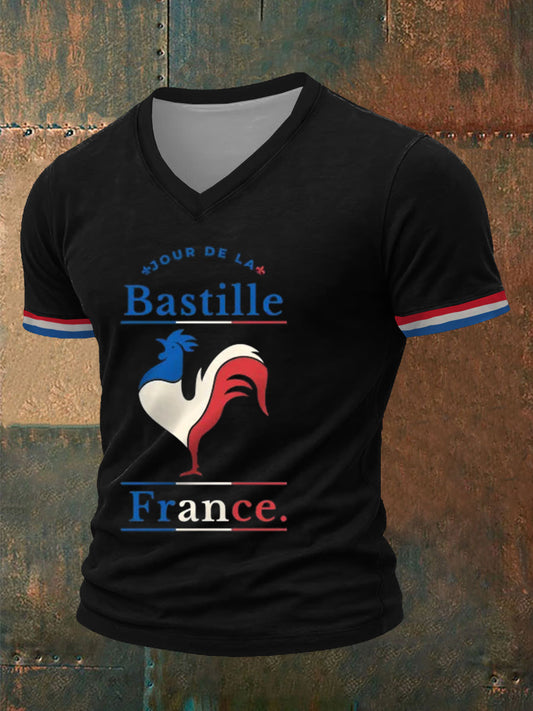 T-shirt manches courtes imprimé Bastille Day Homme Noir / S