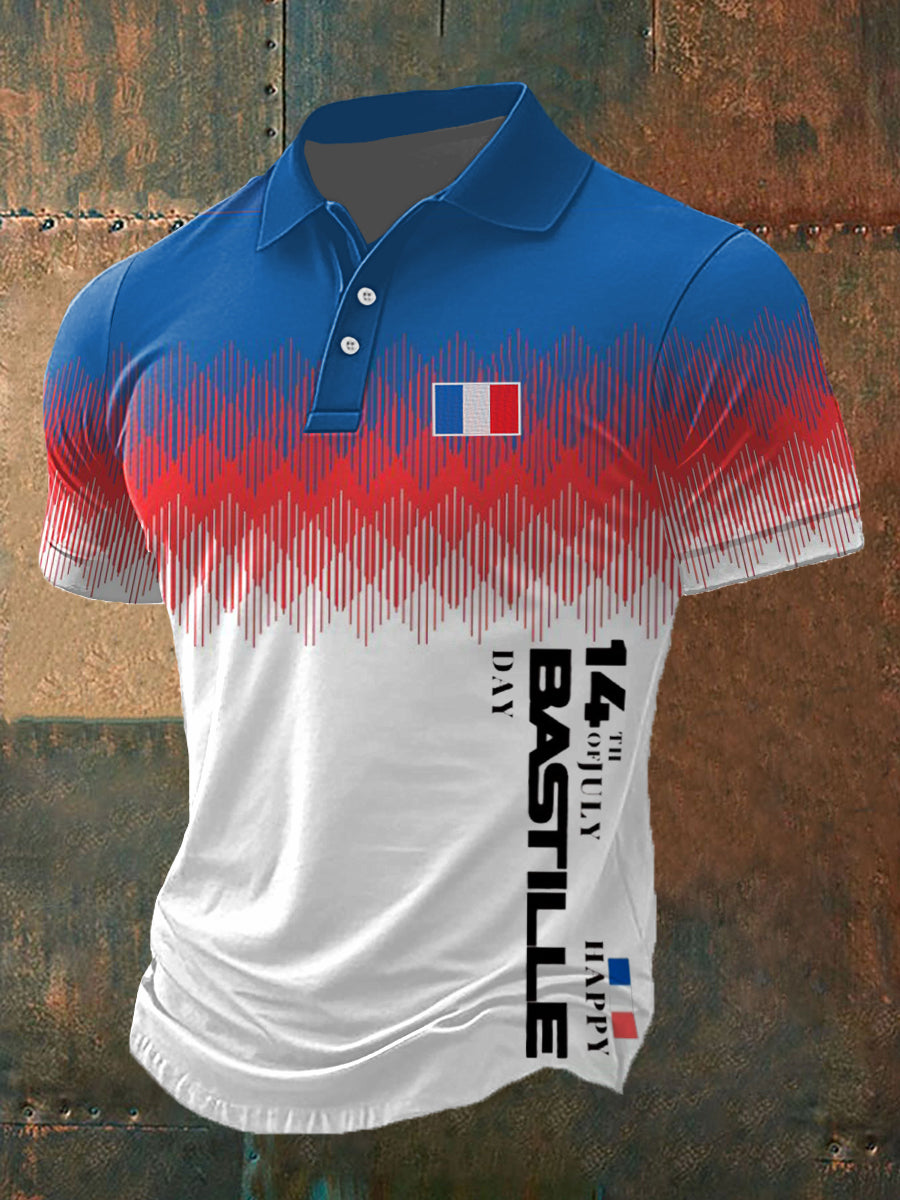 Chemise manches courtes Bastille Day pour homme comme image / S