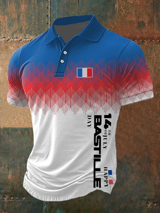 Chemise manches courtes Bastille Day pour homme comme image / S