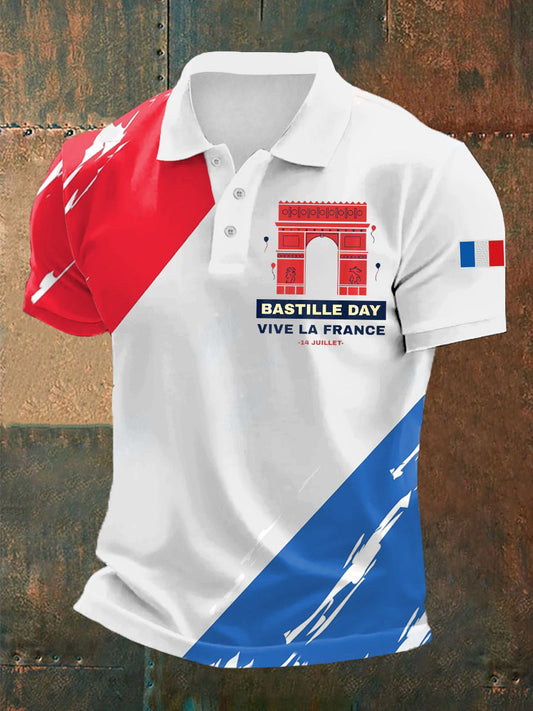 Chemise manches courtes Bastille Day pour homme comme image / S