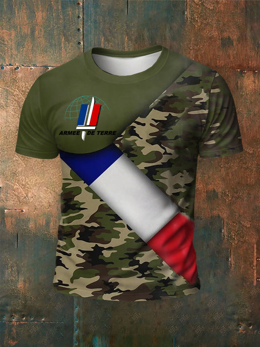 T-shirt imprimé à manches courtes Armée de terre française Homme