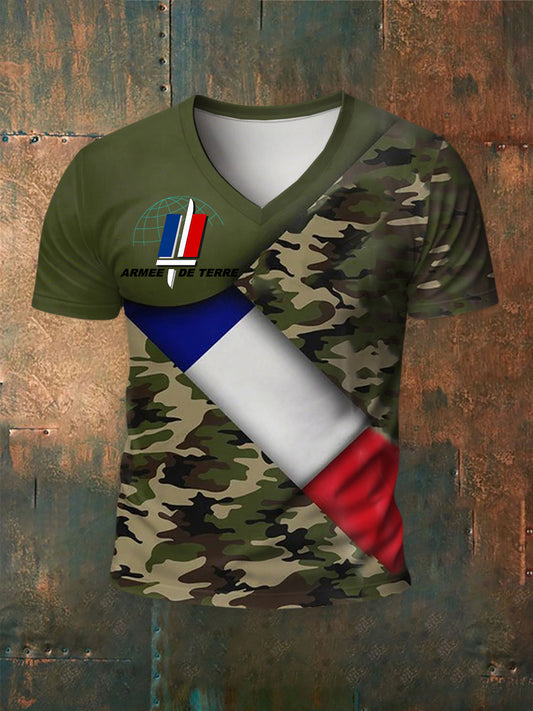 T-shirt imprimé à manches courtes Armée de terre française Homme