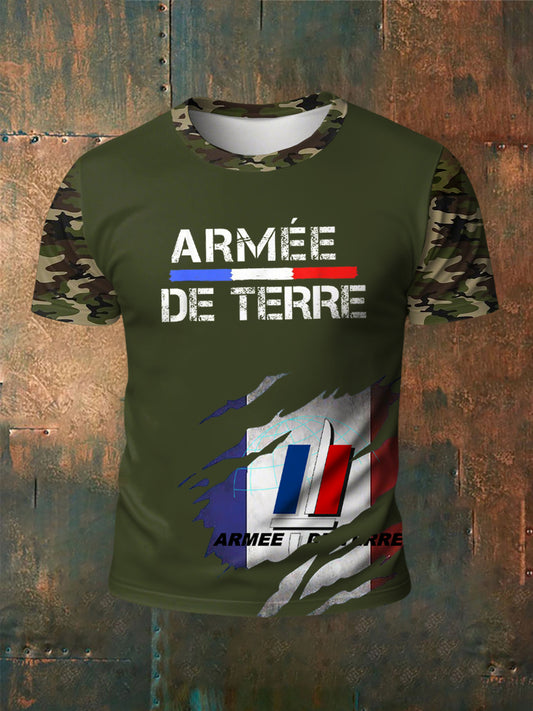 T-shirt imprimé à manches courtes Armée de terre française Homme